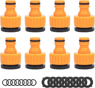 Set van 8 Tap Connectoren, 2-in-1 Adapter voor 1/2 Inch en 3/4 Inch BSP Draad, Duurzaam ABS Plastic, Slangverbinder voor Tuinslangen en Kraanverbindingen