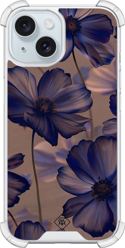 Casimoda® hoesje - Geschikt voor iPhone 14 - Twilight Petals - Shockproof case - Extra sterk - Siliconen/TPU - Paars, Transparant
