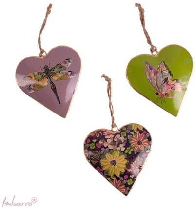 Imbarro - Hangers - Metalen hangers - Embrace Nature - Set/3 - Vlinder, Libelle, Bloemen - Metaal - Hartjes