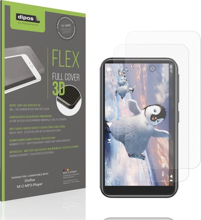 dipos FLEX – 2x Matte Screenprotector geschikt voor Diofox M12 MP3-Player | Volledige Schermbescherming | Case-Friendly
