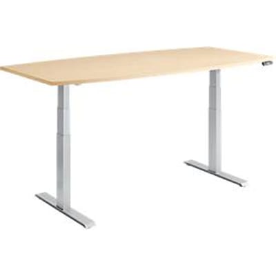 Schäfer Shop  Genius MODENA FLEX vergadertafel, bootvorm, hoogte elektrisch verstelbaar, T-poot, B 2000 x D 800/1000 mm, ahorndecor