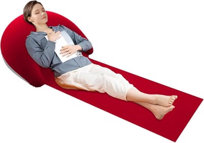 Strandmat met kussen - Stranddeken reiskussen - Ontspanning buiten - Opblaasbaar hoofdkussen - 70x30 inch - Rood