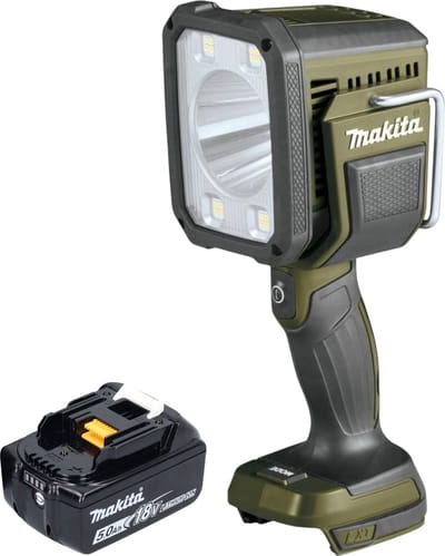 Makita DML 812 T1 accu-handschijnwerper 18 V 1250 lm LED olijfgroen Outdoor Adventure speciale editie + 1x accu 5,0 Ah - zonder oplader