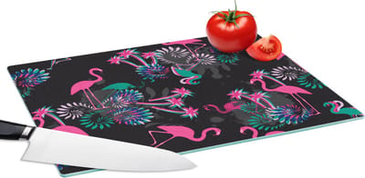 Glazen Snijplank - 39x28 - Flamingo - Patroon - Roze - Jungle - Snijplanken Glas
