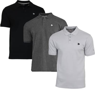 3-Pack Donnay - Polo (Noah) - Sportpolo - Heren - Black/Charcoal/Light Grey (768) - maat M