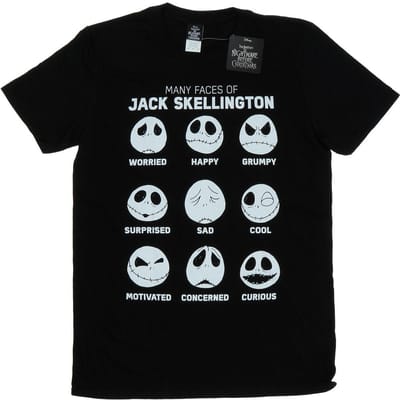 Disney Heren Nightmare Before Christmas Vele gezichten van Jack T-Shirt (Zwart)