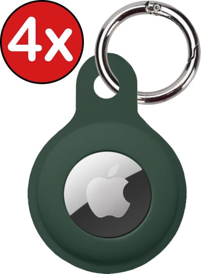 Hoesje Geschikt voor Apple AirTag Sleutelhanger Hoesje Siliconen Hanger - Hoesje Geschikt voor Apple AirTag Hanger Sleutelhanger Hoesje - Donkergroen - 4 PACK