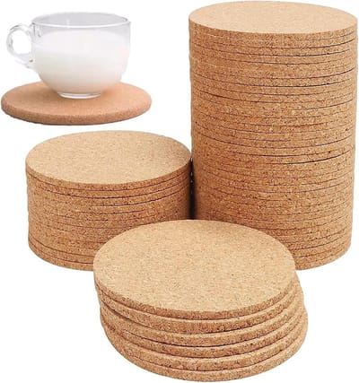 Stijlvolle Kurken Coasters - 25 Stuks, 10 cm Diameter, 3 mm Dik - Herbruikbaar, Absorberend en Beschermt Meubels - Ideaal voor Thuis, Kantoor, Bar en Restaurant