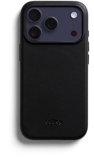 Bellroy hoesje iPhone 17 Pro – Superdunne Vormgeving – MagSafe Compatibel – Duurzaam Leer en Schokabsorberend Polymeer - Zwart