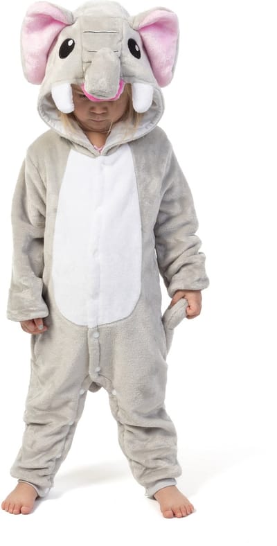 KIMU® Onesie Grijze Olifant Baby Pakje - Maat 68-74 - Olifantenpak Kostuum Grijs Pak - Babypakje Zacht Boxpakje Kraamkado Boxpakje Pyjama Festival