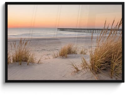 Poster in lijst - Fotolijst 120x80 cm - Posters - Pier - Zonsondergang - Strand - Posterlijst zwart - Decoratie - Wanddecoratie woonkamer - Muurdecoratie slaapkamer