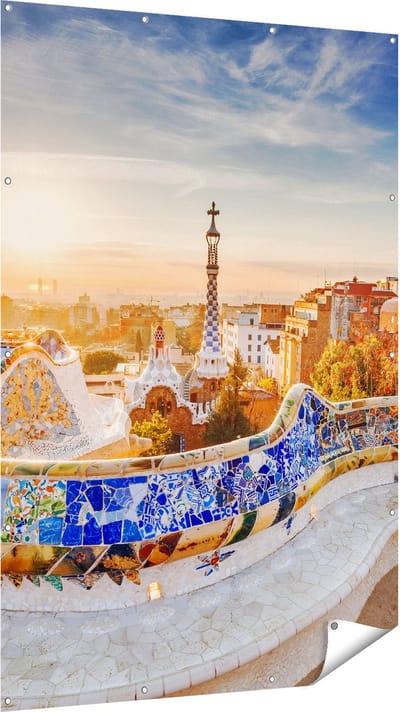 Gards Tuinposter Park G�ell in Barcelona - 120x180 cm - Tuindoek - Tuindecoratie - Wanddecoratie buiten - Tuinschilderij