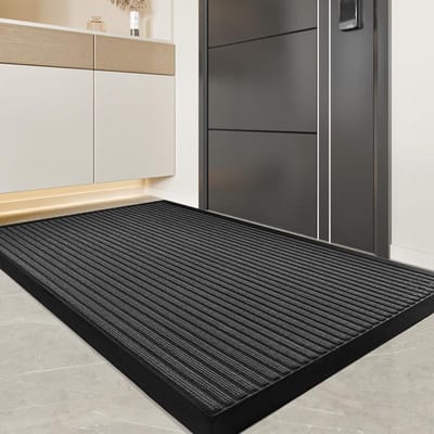 Eenvoudige Polypropyleen Zand Schrapende Stofverwijdering Antislip Mat Entree Deur Vloermat Rubberen Mat Vuilafstotend Huishoudelijke Rubberen Mat 60*90cm black