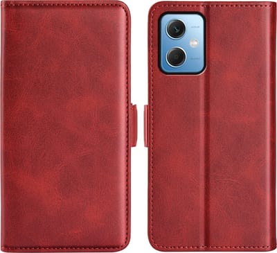 MobyDefend Hoesje - Geschikt voor Xiaomi Redmi Note 12 5G - Luxe Wallet Book Case (Sluiting Zijkant) - Rood