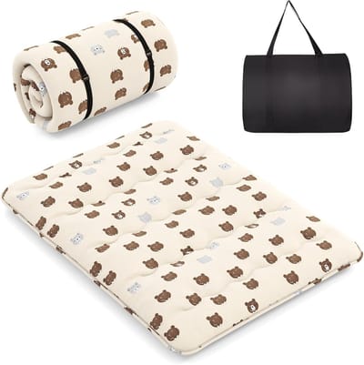 Vouwmatras voor Binnen en Buiten, Draagbare Japanse Futon met Afneembare Overtrek - 90 x 200 cm, Koffiebruin