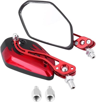 Dailygoods- Motorfiets Spiegels - Universele Stuur Spiegels - Aluminium Achteruitkijkspiegels - 8 Mm/10 Mm Bevestiging - Vlam Patroon - Lichtgewicht Design