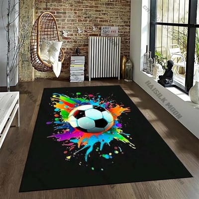 15 Maat Voetbal Sporten Cartoon Patroon Kamerkleed Street Fashion Tapijt voor Slaapkamer Woonkamer Vloermat Antislip Stoelkleed Cadeau 60*90cm