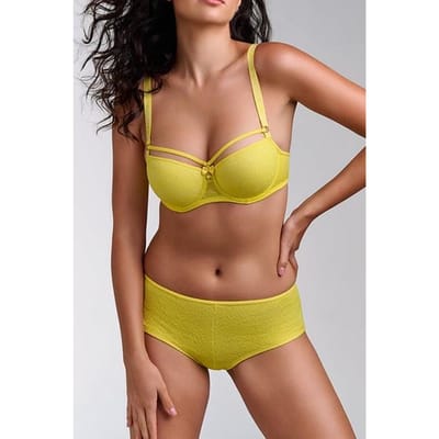 Marlies Dekkers Space Odyssey Citrus Yellow Lace Brazilian Shorts Size: XS | Underwear Outlet | Dames | Geel