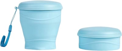 Opvouwbare Siliconen Drinkbeker 180ml - Inklapbare Reisbeker & Camping Mok met Deksel - Outdoor Beker voor Reizen & Wandelen - Blauw