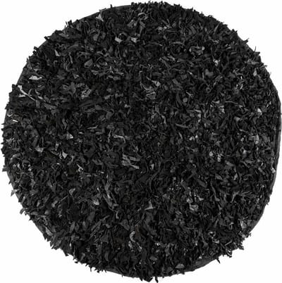 Homescapes Dallas leren tapijt, zwart, 150 cm rond