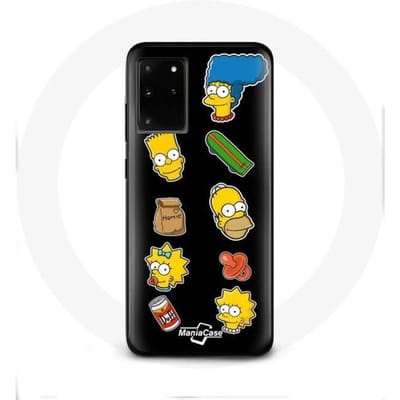 Hoesje voor Samsung Galaxy S11 Plus The Simpsons stickers zwarte achtergrond