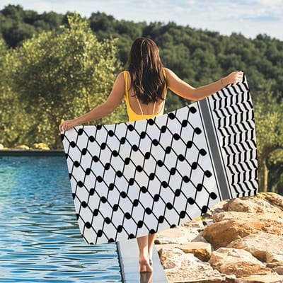 Palestijnse Kufiya Handdoek Sneldrogende Strandhanddoeken Zijn Geschikt Voor Zwembaden, Kamperen, Yoga En De Sportschool W30*H60(CM)
