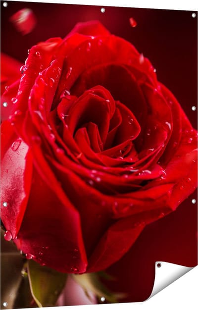 Gards Tuinposter Romantische Rode Roos - 90x120 cm - Tuindoek - Tuindecoratie - Wanddecoratie buiten - Tuinschilderij