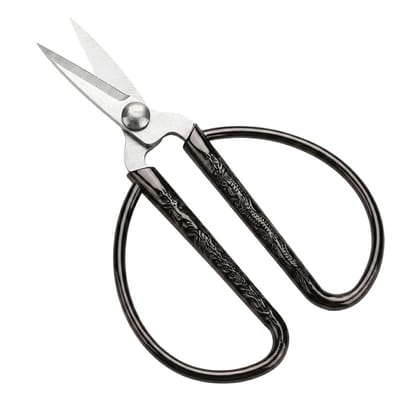 Zwarte vintage schaar unisex klassieke kleermakers schaar met sierlijk handvat en smalle punt RVS uitstraling handwerk schaar voor naaien stof knippen en knutselen precisie gereedschap