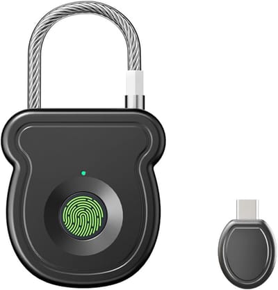 Smart Vingerafdruk Hangslot 2026 - 0.5 Seconden Ontgrendeling - 365 Dagen Batterij - USB Noodsleutel - Voor Gymkluis en Koffer - Waterdicht en Temperatuur Bestendig - Zwart