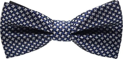 Fako Fashion® - Vlinderstrik - Vlinderdas - Deluxe - 12cm - Donkerblauw/Wit