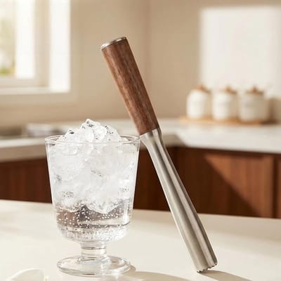 IJsbreker Roestvrij Staal - Cocktail Muddler - Cocktails Maken - Diamant Getextureerde Kop - 25 cm - Zilver