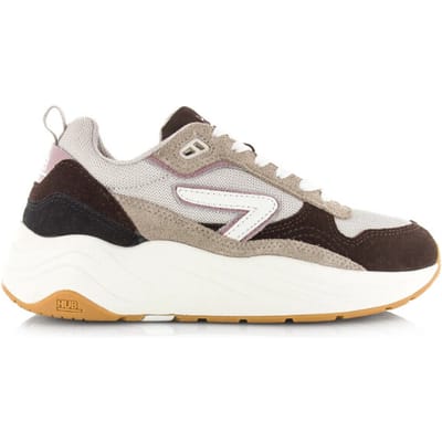 Hub  Glide coffee/mauve/off white lage sneakers dames