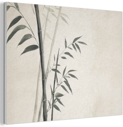 Akoestisch wandpaneel 80x60 cm - Vilt schilderij Japandi - Bamboe - Beige - Akoestische panelen - Geluidsdempende wanddecoratie - Geluidsisolatie woonkamer - Muurdecoratie geluidspanelen