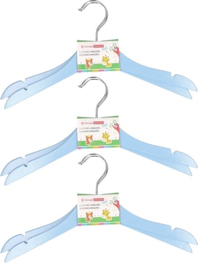 Stevige kledinghangers voor kinderen 8x stuks hout - Klerenhangers lichtblauw
