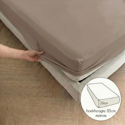 Kayori Sota Hoeslaken Premium Tencel - 80-100x200-220cm - Matrasdikte 35 cm - Verkoelend - Taupe