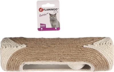 Flamingo Koker Met Ballen Chester - Kattenspeelgoed - 29x9.5 cm Bruin