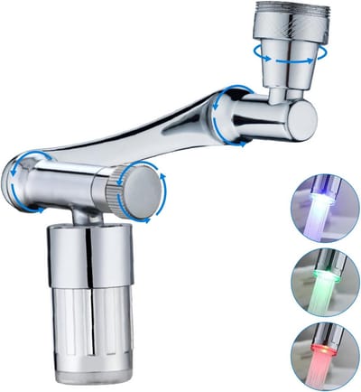 Faucet Extension - 1440 Degree LED - Multifunctionele Swivelling met Twee Spray Modes - Tap Perlators - Keuken en Water Taps - Badkamer Accessoires