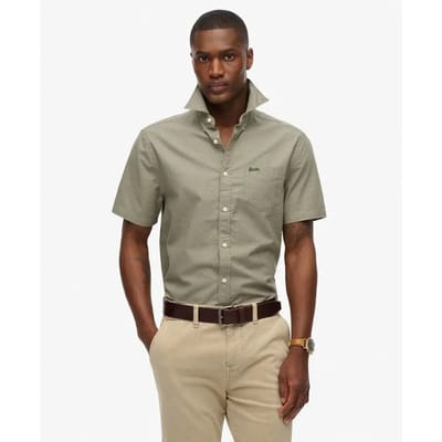 Superdry - City overhemd van katoen en linnen met korte mouwen - Heren - Shirts