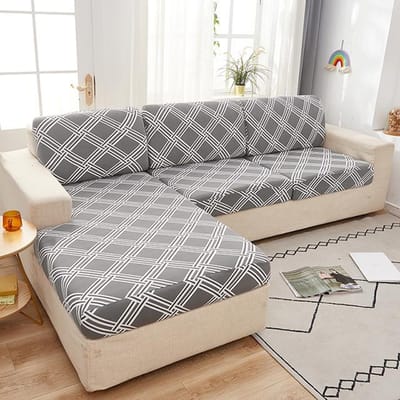 Housses de coussin de siège de canapé imprimées extensibles, lavables et amovibles, couvre-canapé d'angle, décoration de meubles pour salon d'hôtel Normal Size(S)-1pc gray