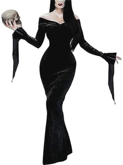 Schoudervrije Halloween Jurk Dames - Zwart Cocktailjurk voor Feest en Kostuum