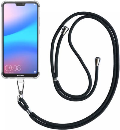 Smartphonica Telefoonhoesje Geschikt voor Huawei P20 Lite Transparant Schokbestendig met Afneembaar Universeel Telefoonkoord - Backcover Case Siliconen ShockProof with Lanyard