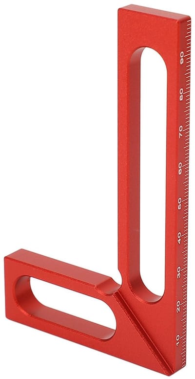 Dailygoods- Zimmermannshoek 90° - Rechthoekig Schrijnwerkerslineaal - Hoogtemeting - Aluminiumlegering - Corrosiebestendig - Duurzaam, 100 mm - Hoekliniaal
