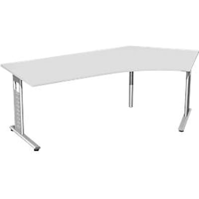Hoekbureautafel 135° ALICANTE, C-poot, aanbouw rechts, B 2166 x D 800 x H 680-820 mm, lichtgrijs