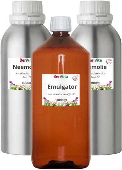 Combinatieset: Neemolie 2x Liter & Emulgator Liter - Neem Olie Makkelijk Mixen voor Neemspray of Neemoplossing