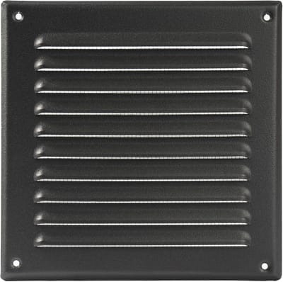 Vierkant ventilatierooster van zwart metaal 15,2 x 15,2 cm voor badkamer, huis, kantoor en keuken