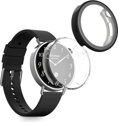kwmobile 2x smartwatch hoes geschikt voor Xiaomi Watch S4 41mm hoesje - Siliconen sporthorloge cover - Activity tracker case in transparant / zwart