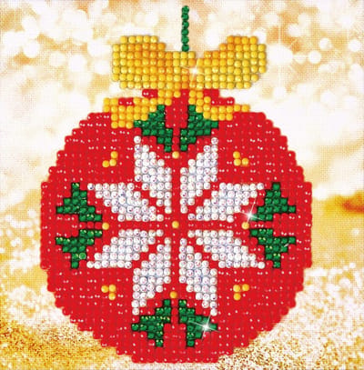 DIAMOND DOTZ DD2.021, Originele 5D Diamond Painting Set Red Bauble Picture, Knutselpakket met 1.123 Ronde Steentjes, Dotz voor Volwassenen, Hobbypakket ca. 13x13 cm voor Kinderen Vanaf 8 Jaar