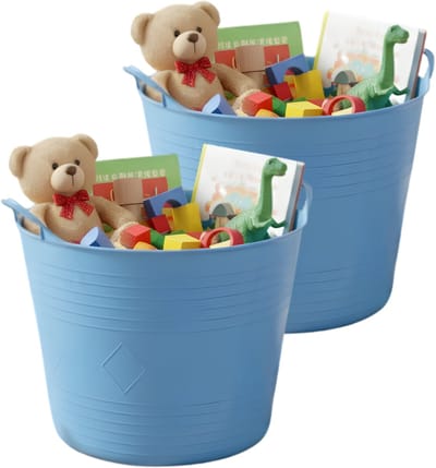 Storage solutions speelgoedmand - 2x - blauw - 27 l - kunststof - 42 x 35 cm - opbergmand