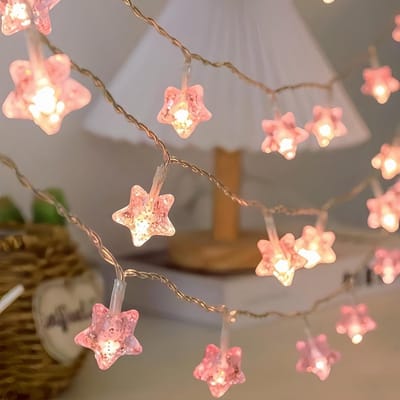 Verlichte Sterren String Lights van 5 meter met 30 LED's - Batterijgevoede Decoratie voor Kerst, Bruiloft, Verjaardag en Feestjes, Geschikt voor Binnen en Buiten