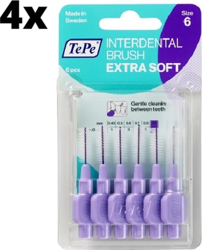 TePe Extra Soft Lichtlila 1,1mm - 4 x 6 stuks - Voordeelverpakking